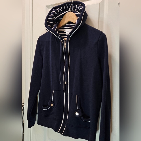Anne Klein Sport Navy Full Zip Hoodie with Pockets SIZE MEDIUM M - Like New! - Picture 1 of 9